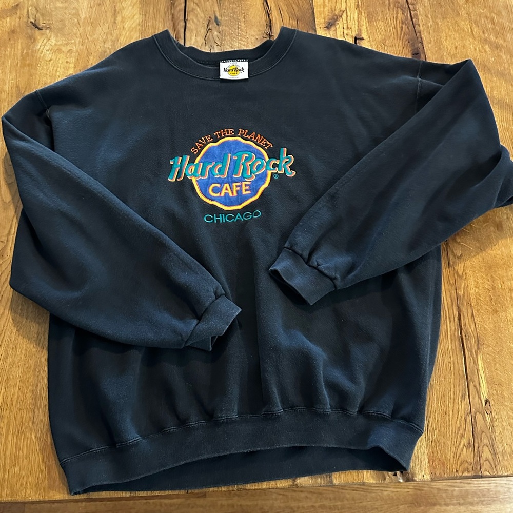 Vintage 90s Hard Rock Cafe Chicago Save the Planet embroidered sweatshirt